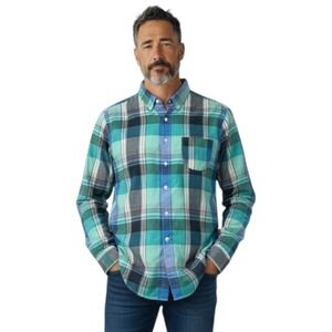 J. Crew Shirt Mens Small S Blue Plaid Slim Indian Madras Long Sleeve Button Down